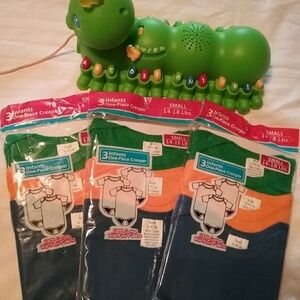 Three packs of three piece infant creepers